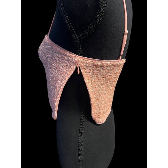 Susana Monaco Sequin Sparkle Crop Top, Taylor Swift Era Style, PINK, Adjustable - Picture 9 of 11